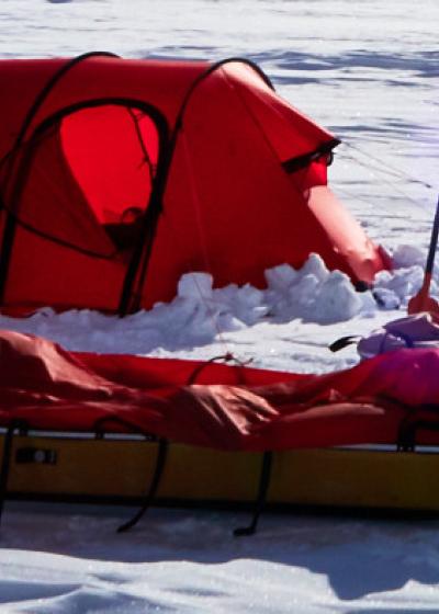 Tents and Gear in Atarctica, photo by Antarctic Logistics Agent