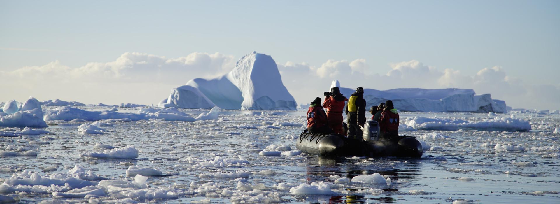 Zodiac in icy waters